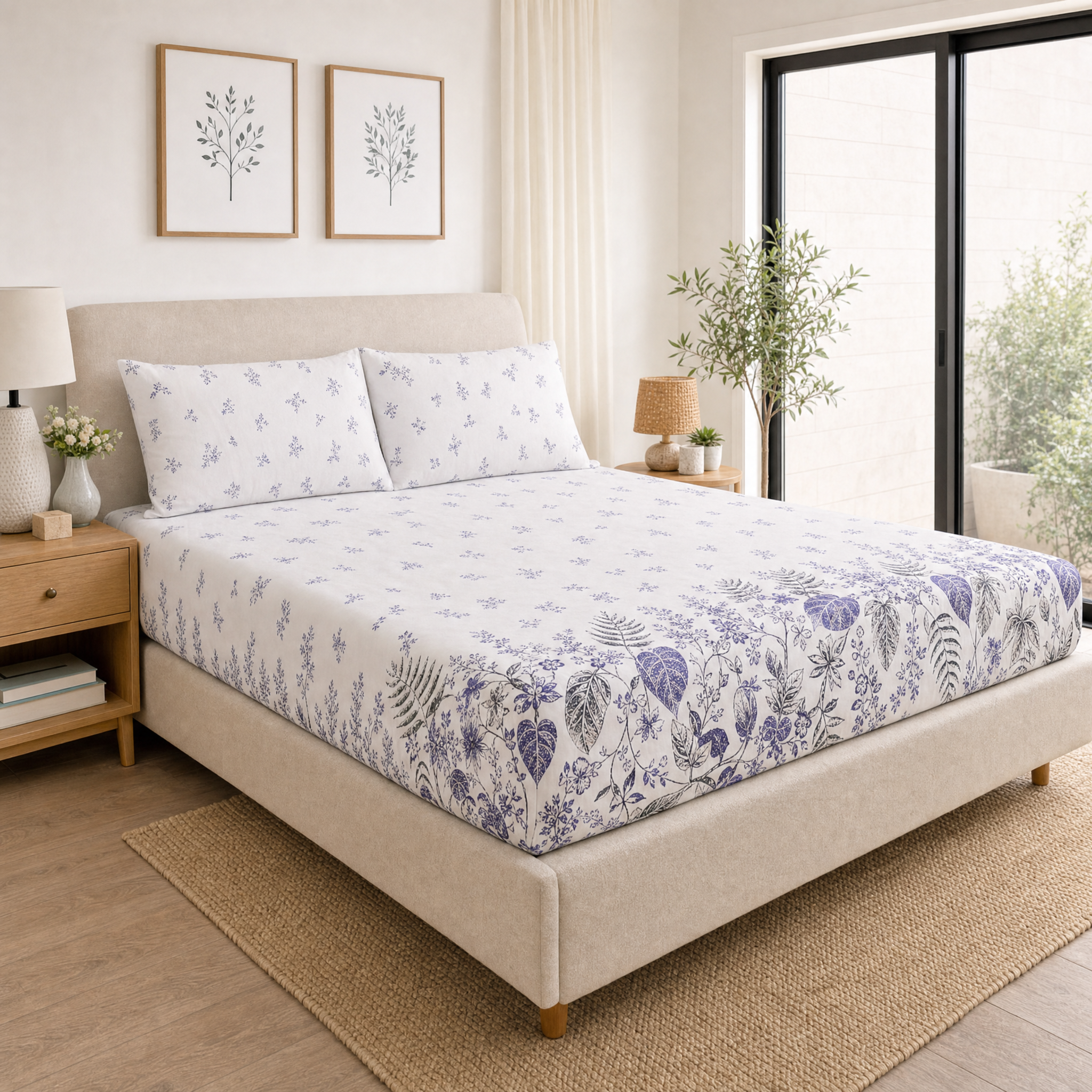 Ivory Garden Bedsheet - T200