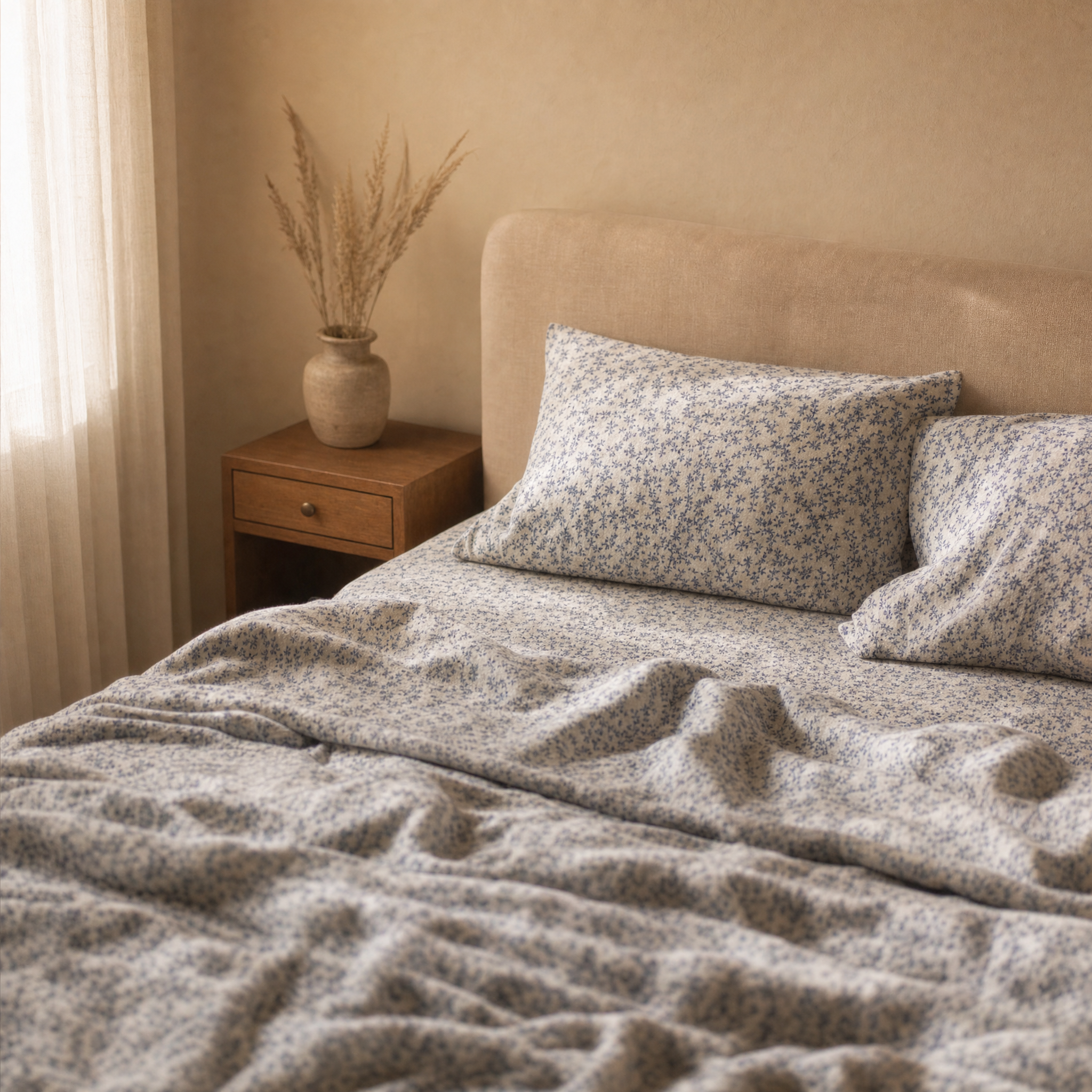 Navy Bloom Bedsheet - T150