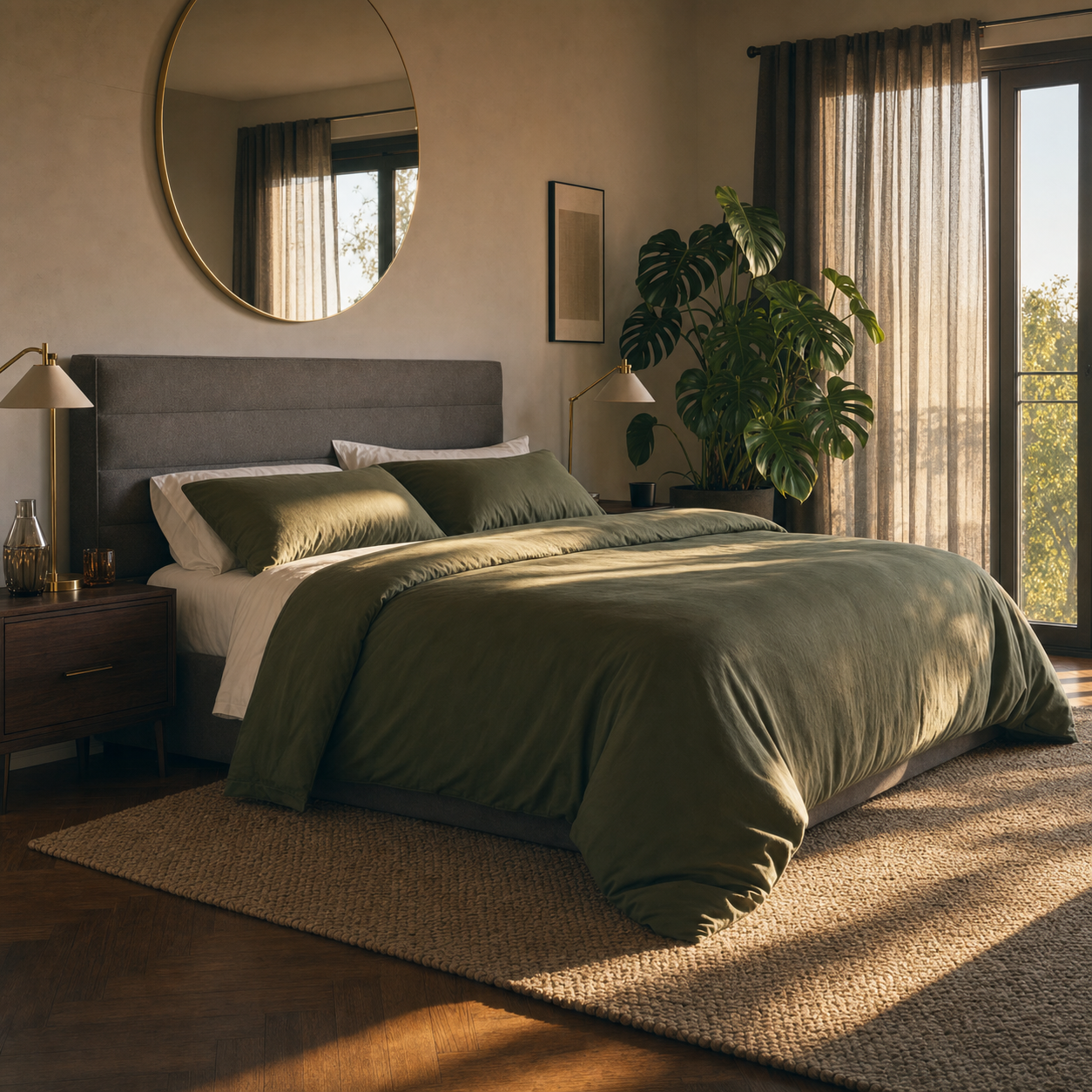 Olive Green - Duvet Cover Set - T250