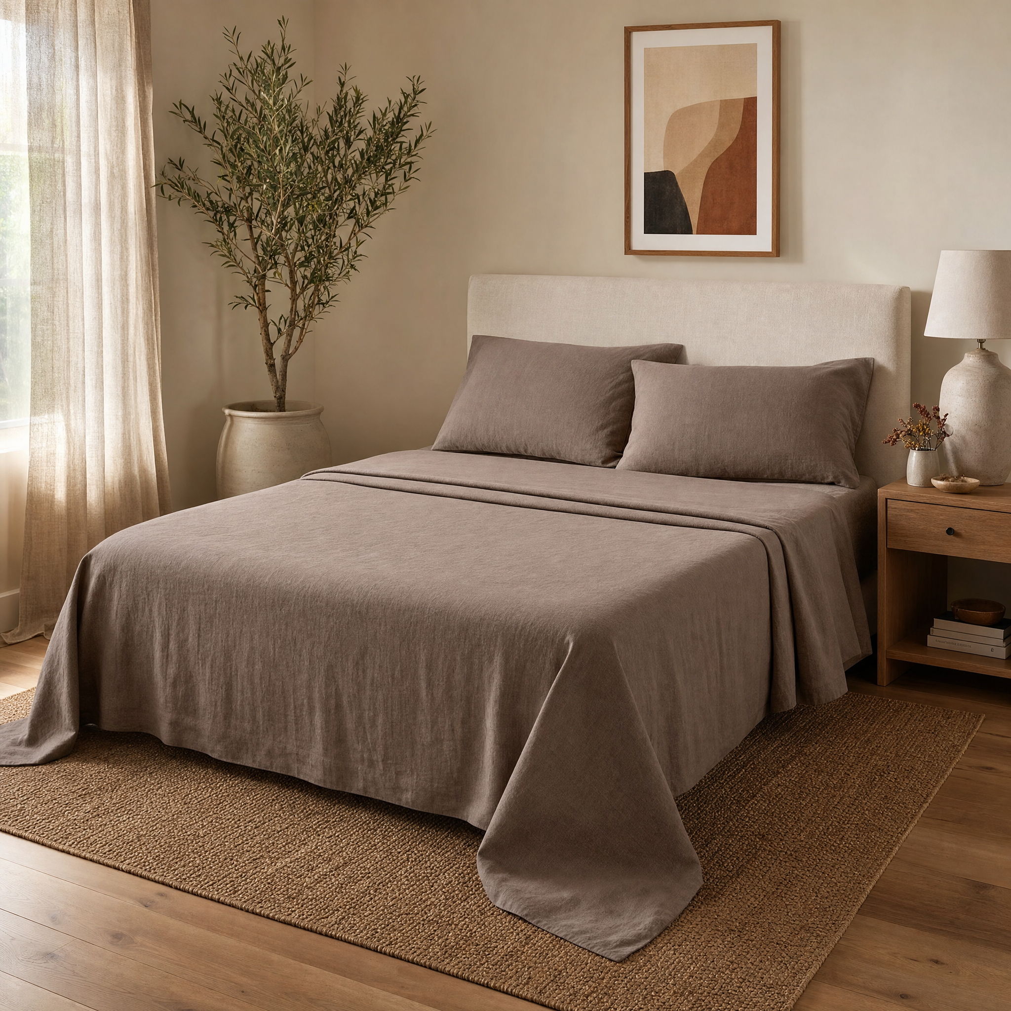 Taupe Solid Bedsheet - T200